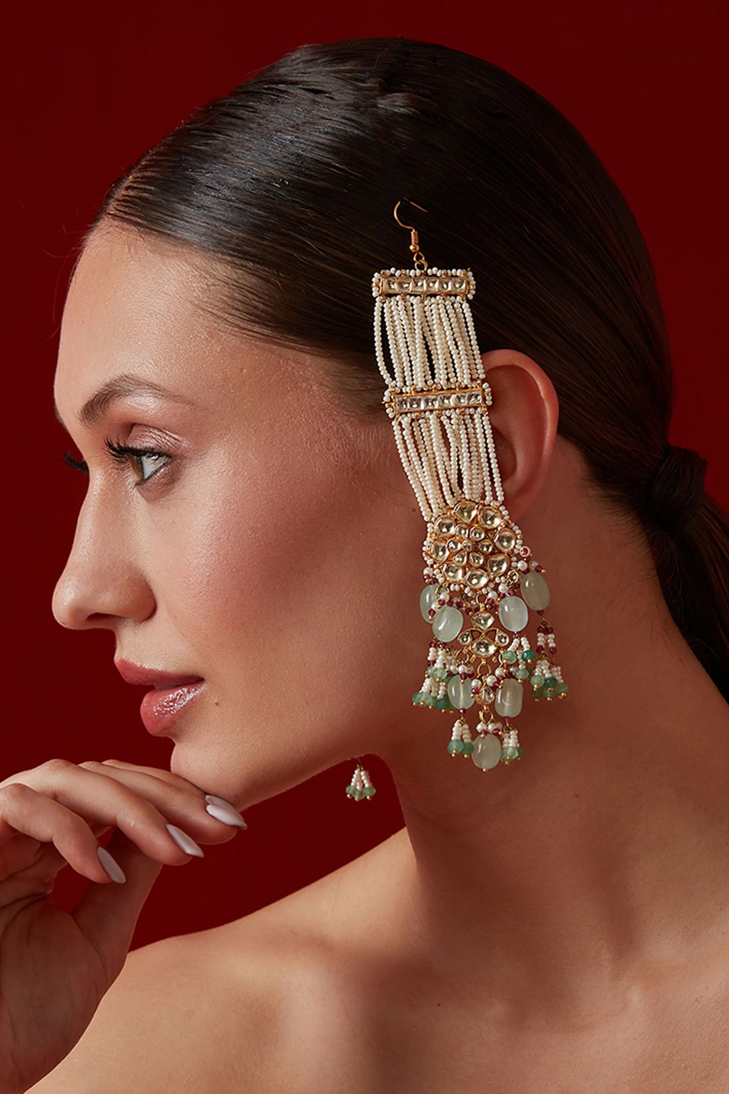 Kundan Pearl Earrings 