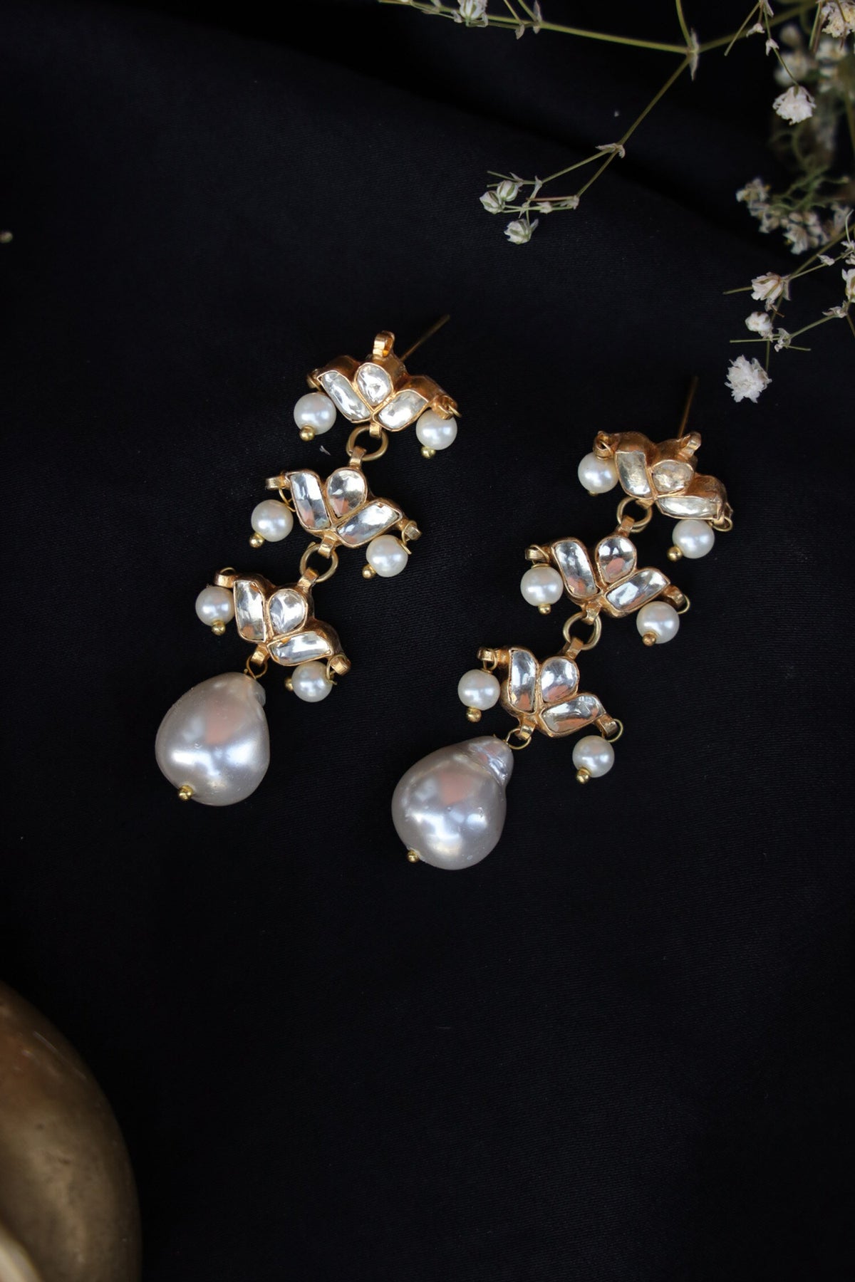 Kundan Pearl Danglers & Drops 
