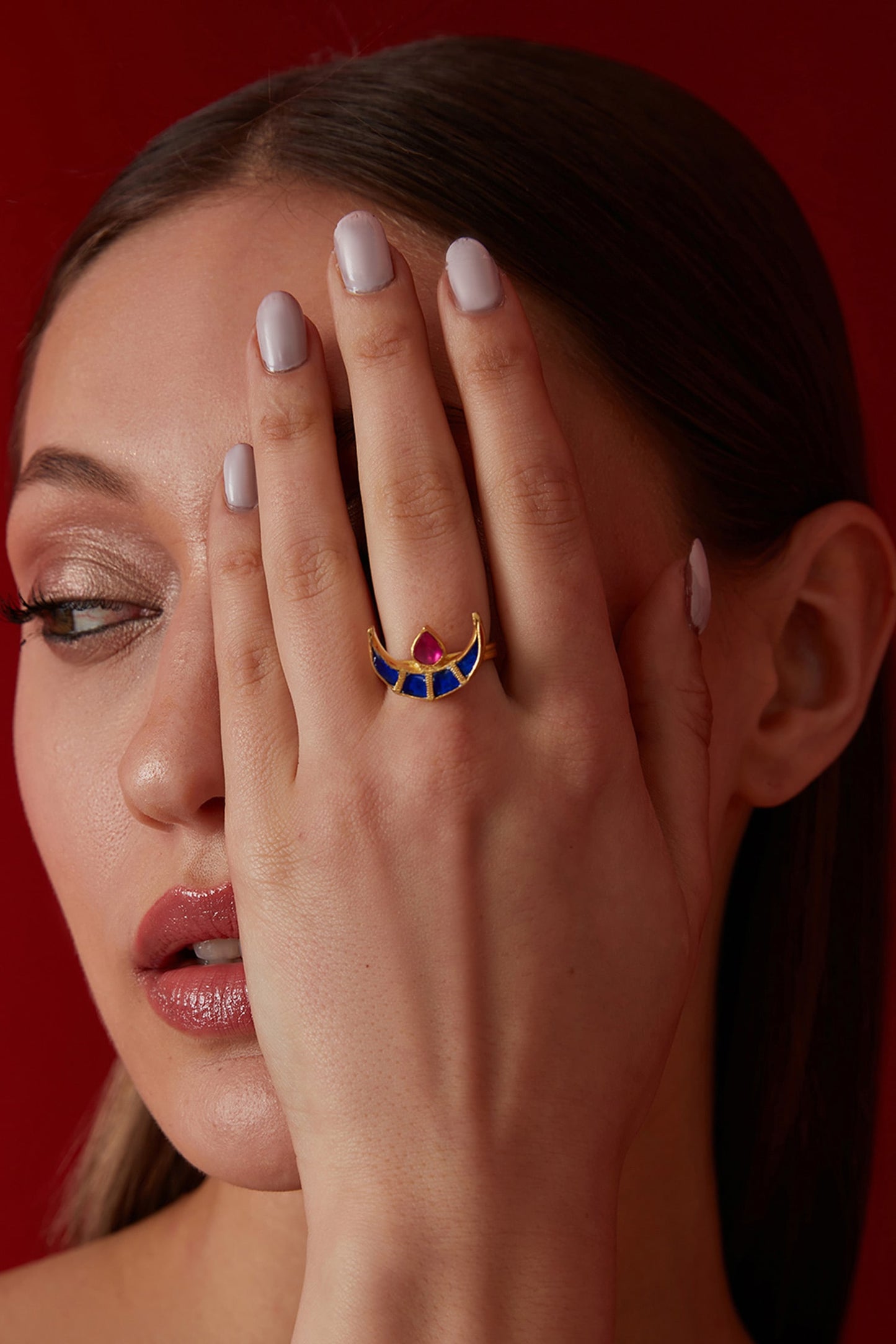 Crescent Kundan Ring 