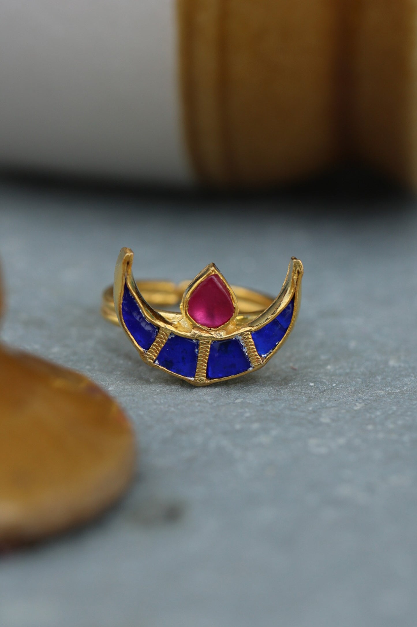 Crescent Kundan Ring 