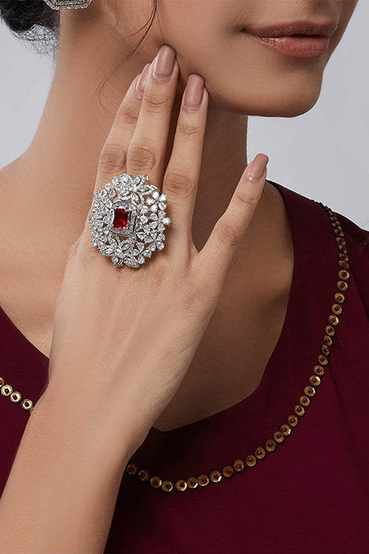 Crystal Floral Ring 