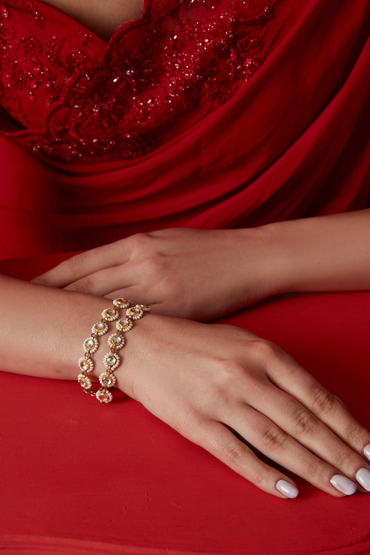Kundan Pearl Embellished Bracelet 
