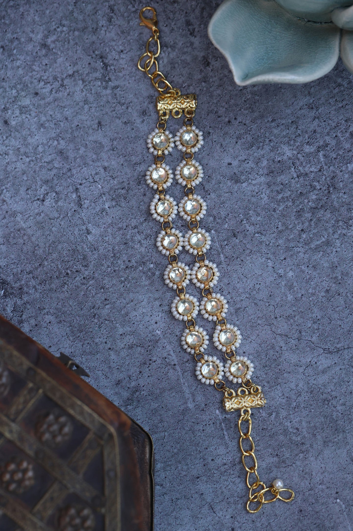 Kundan Pearl Embellished Bracelet 