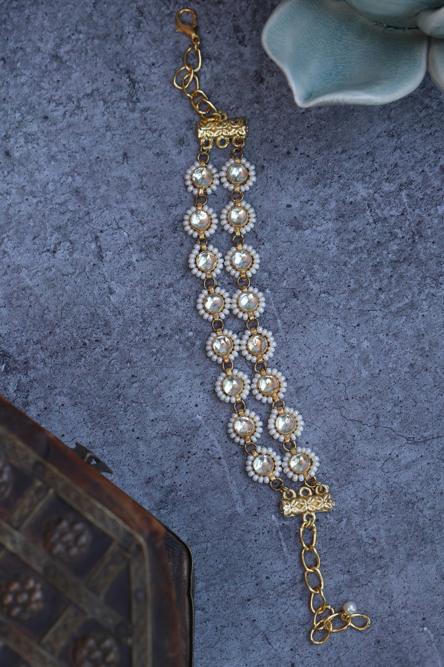 Kundan Pearl Embellished Bracelet 