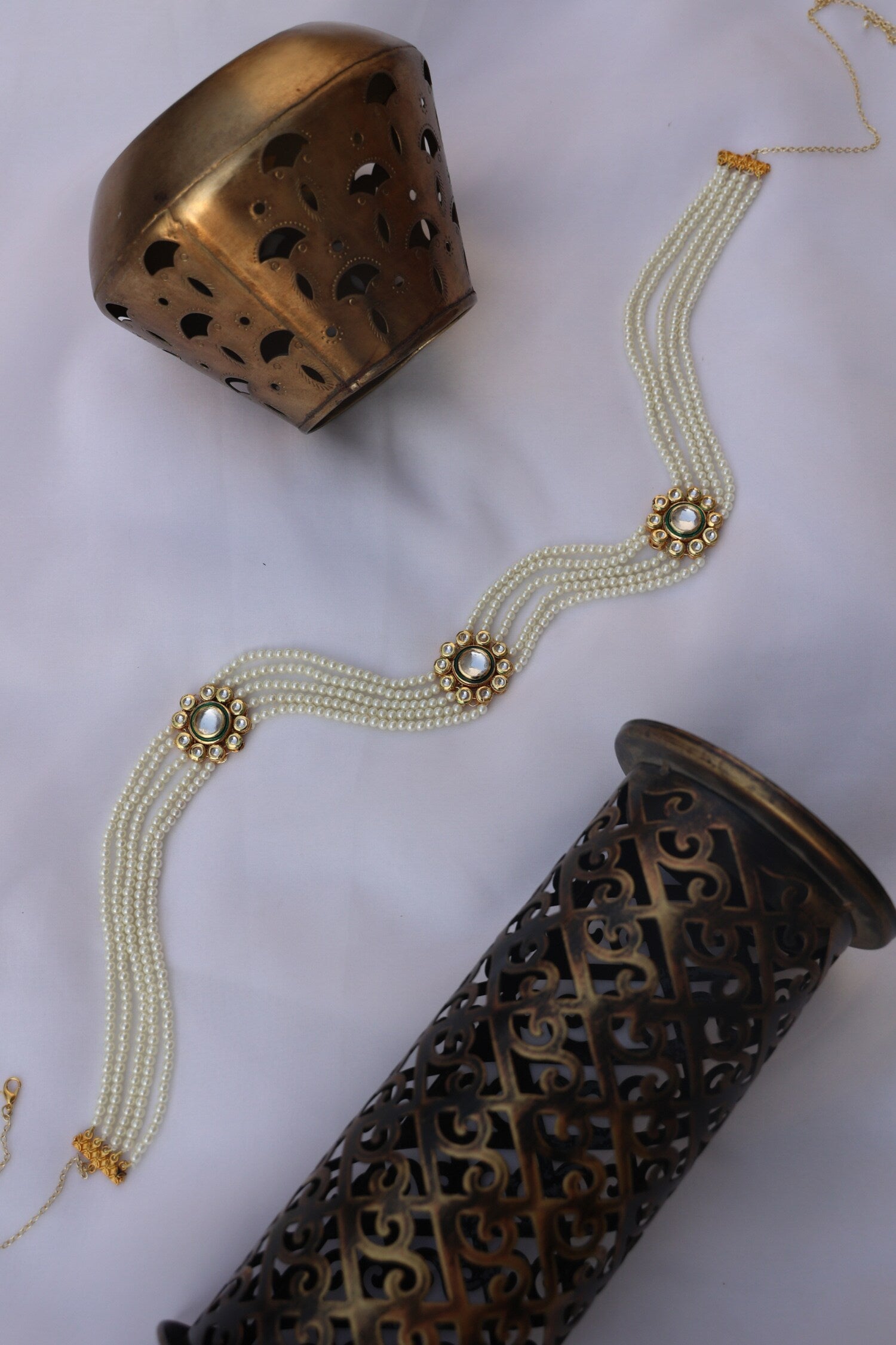 Gold Kundan & Pearl Embellished Kamarbandh 