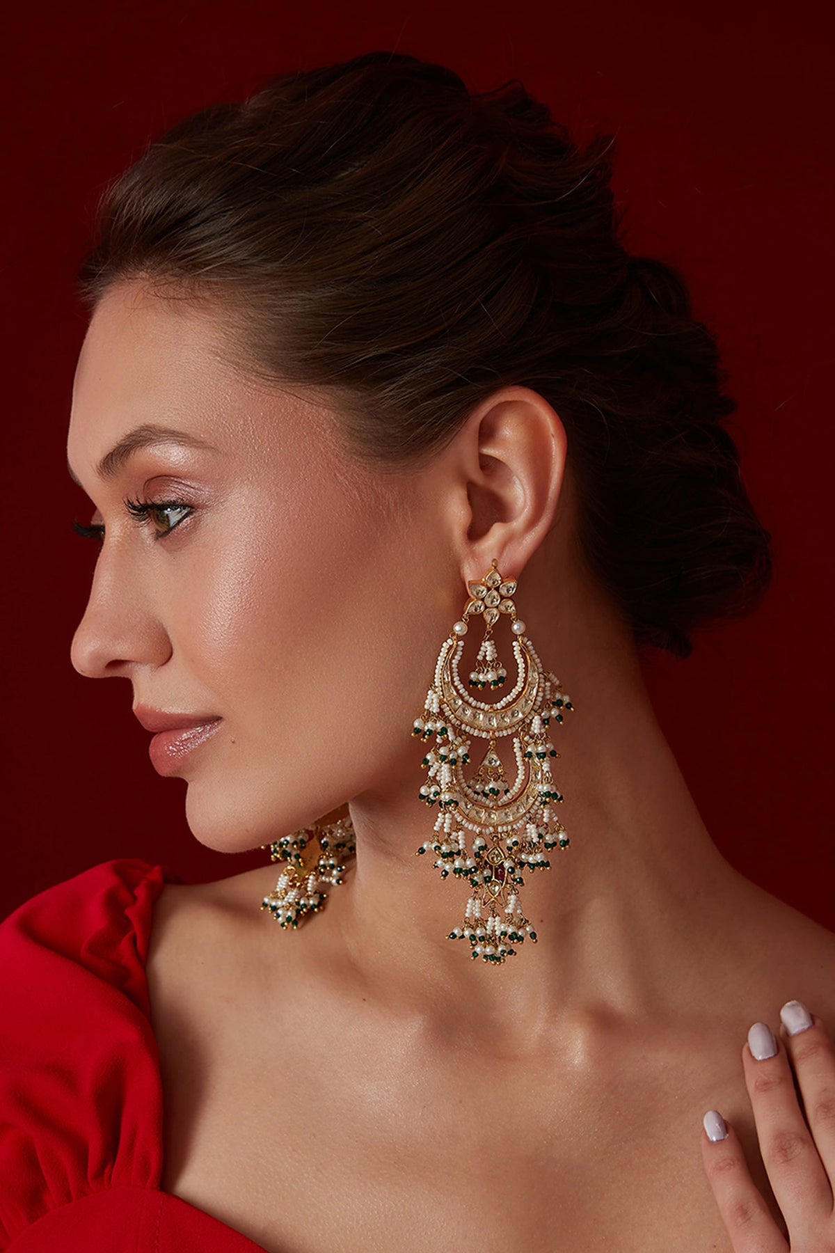Kundan Embellished Long Earrings 