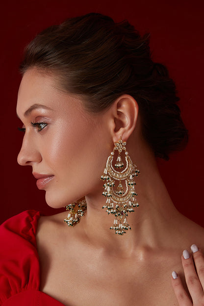 Kundan Embellished Long Earrings 