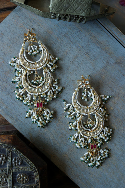 Kundan Embellished Long Earrings 