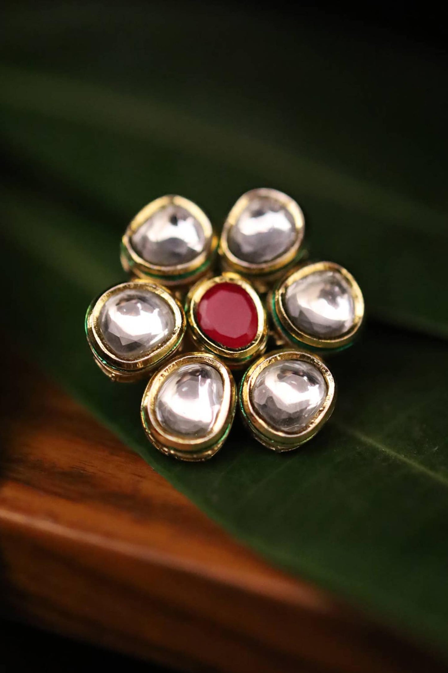 Handcrafted Kundan Floral Ring 