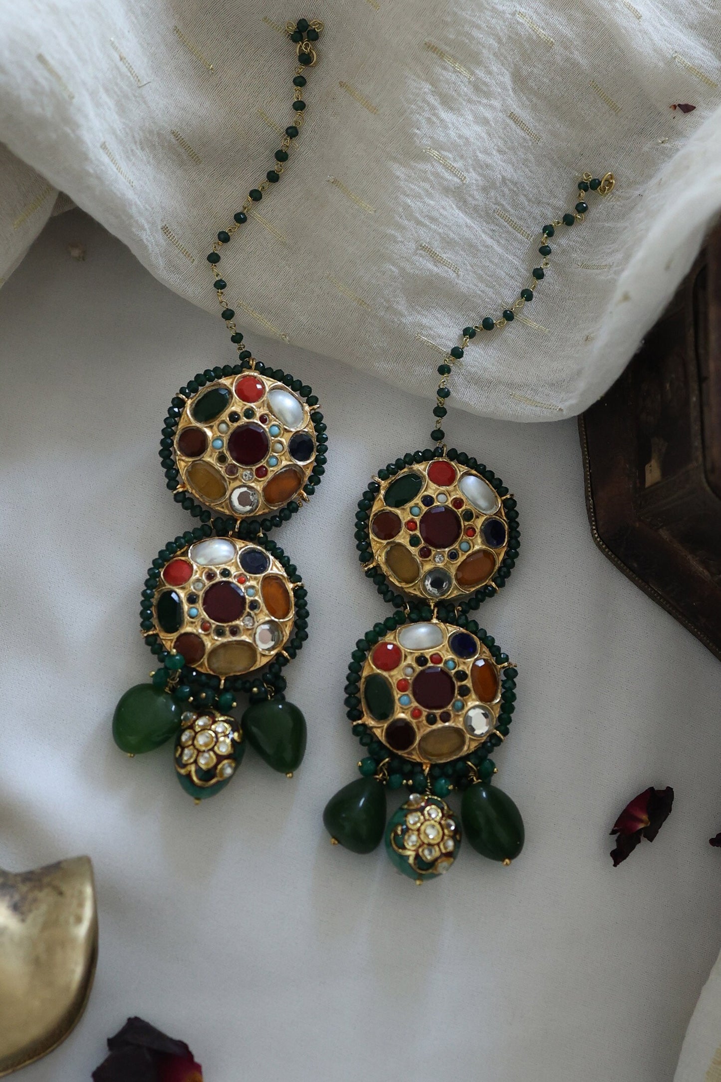 Kundan Tiered Circular Dangler Earrings 
