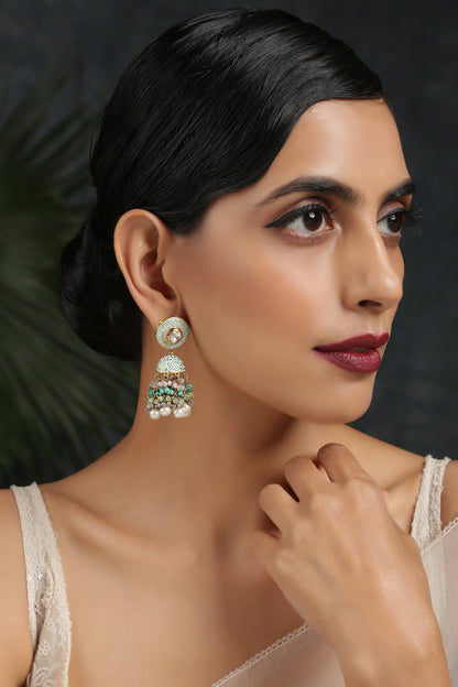 Handcrafted Kundan Enamel Jhumkas 