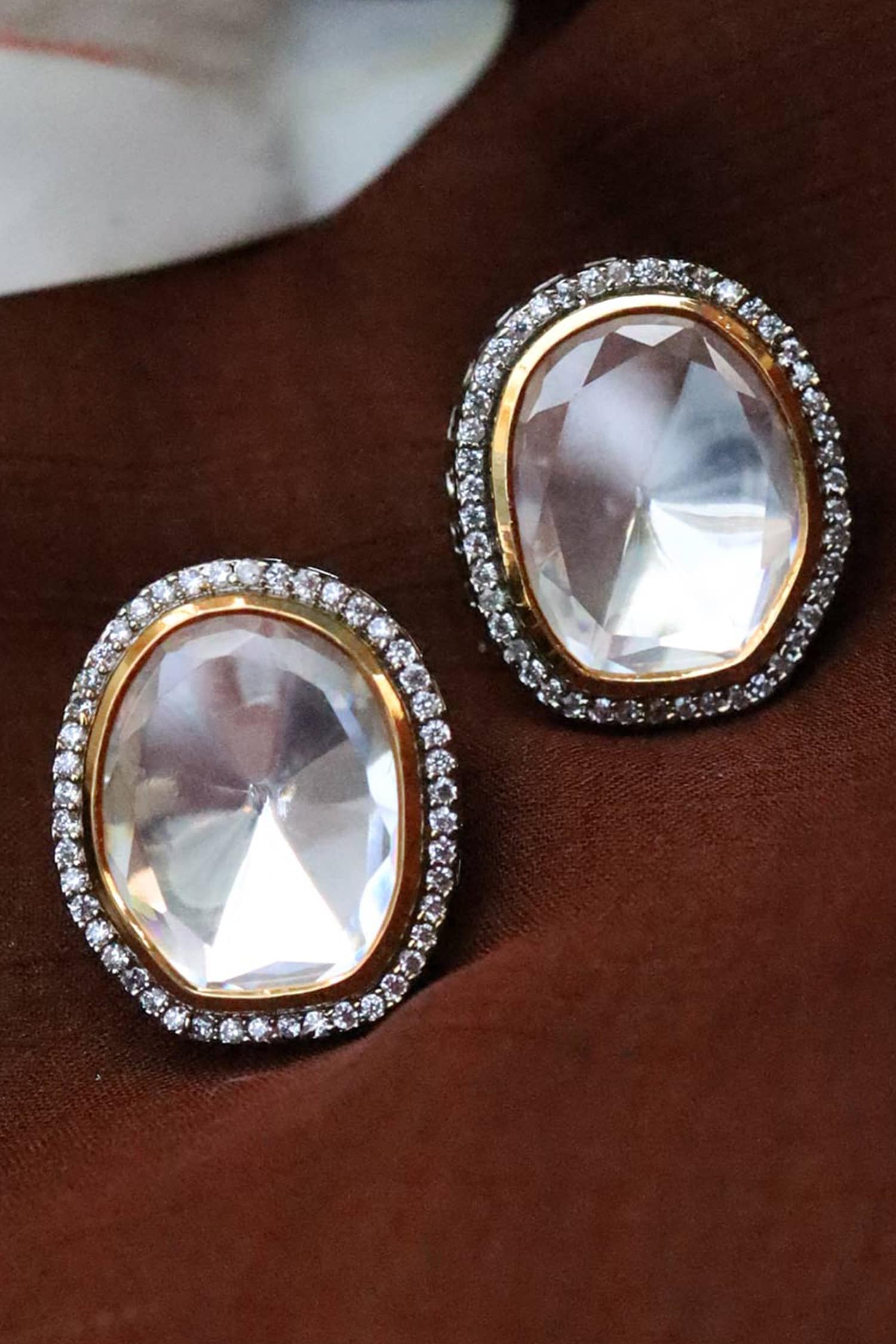 Geometric Polki Stud Earrings 