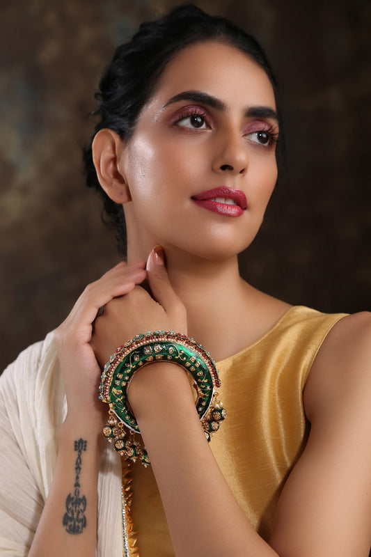 Hand Painted Meenakari Jadau Bangle 