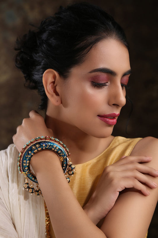 Hand Painted Meenakari Jadau Bangle 