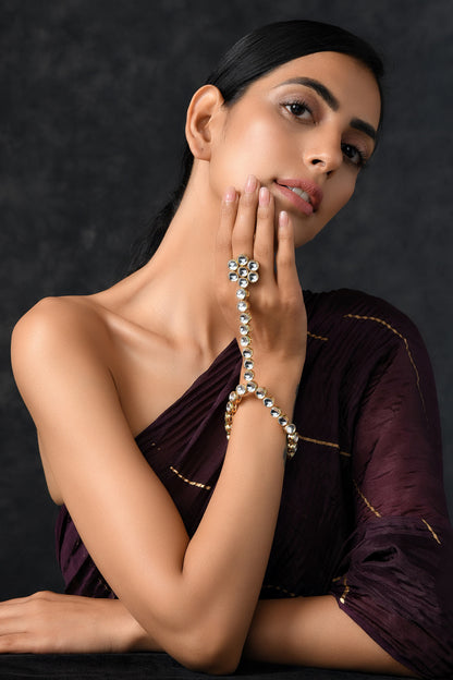 Handcrafted Adhishree Kundan Hathphool 