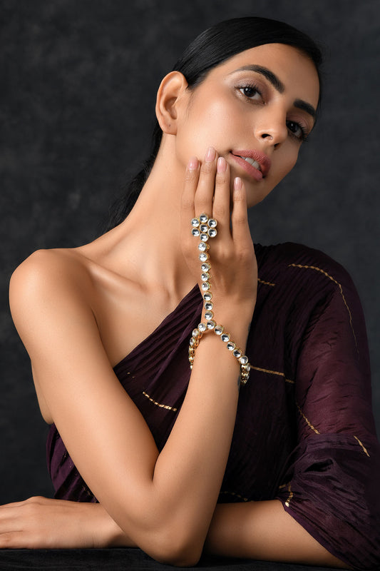 Handcrafted Adhishree Kundan Hathphool 