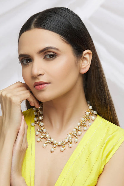 Leaf Pearl Embellished Necklace 