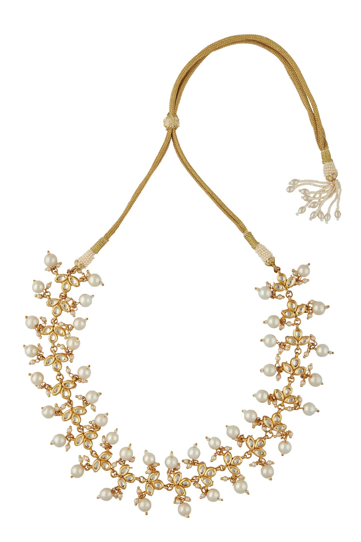 Leaf Pearl Embellished Necklace 