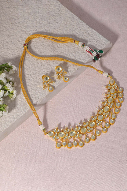 Geometric Kundan Embellished Choker Necklace Set 