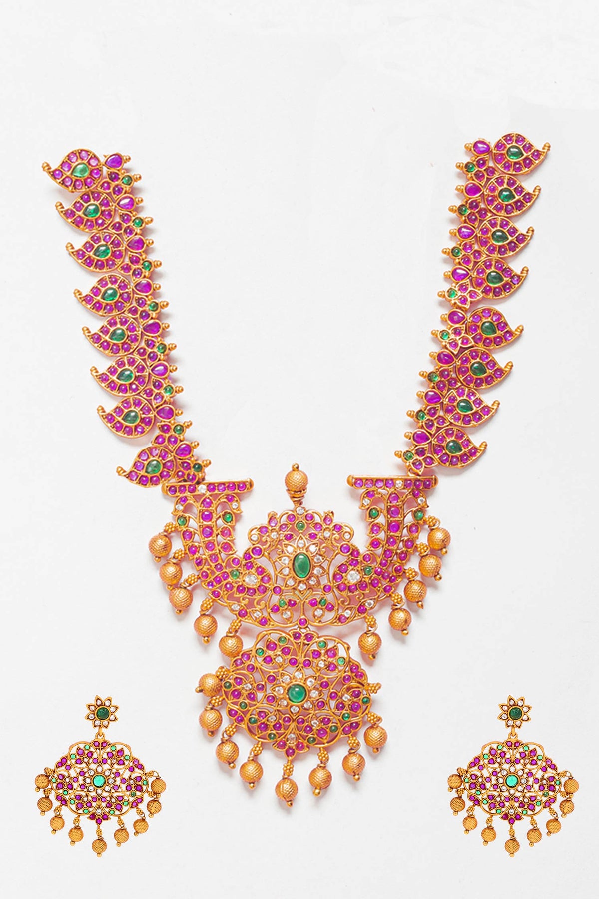 Gold Stone & Beads Jewellery Set 