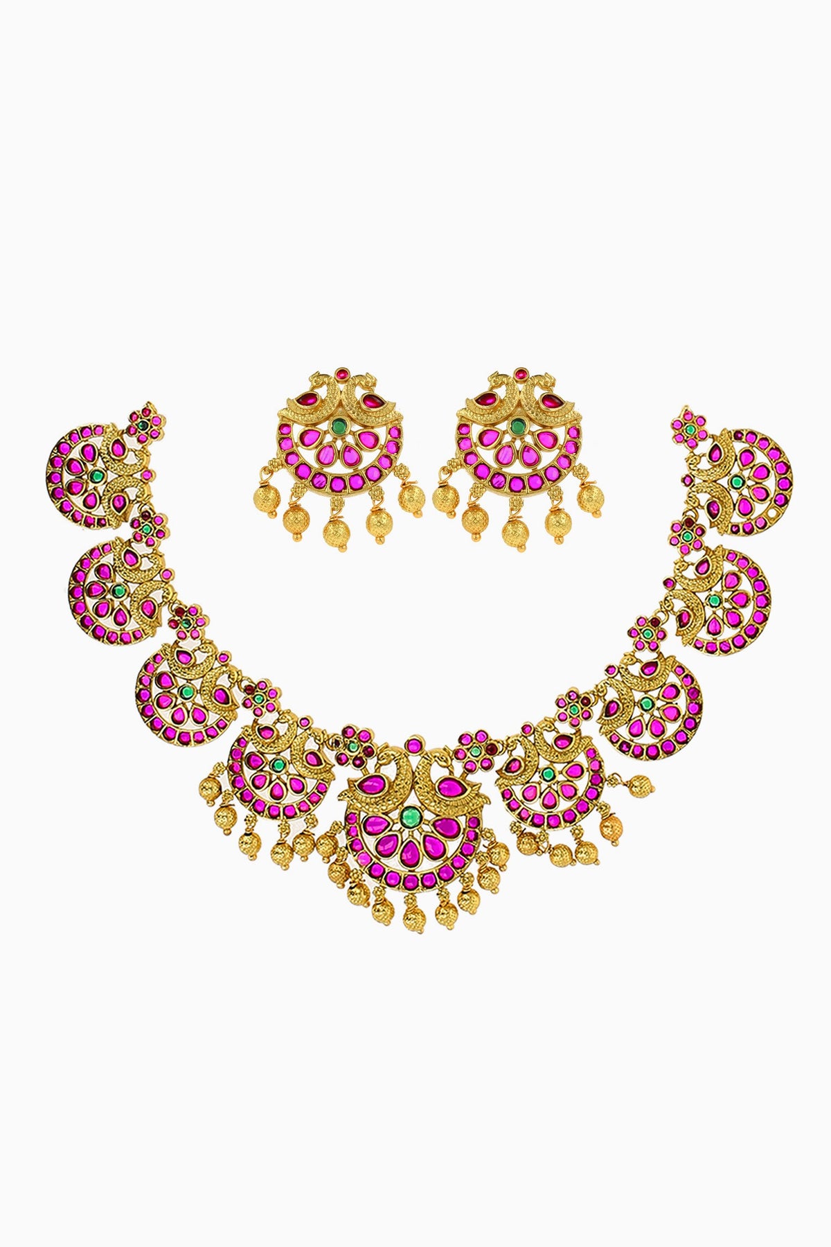 Gold Stone & Beads Designer Jewellery Set 
