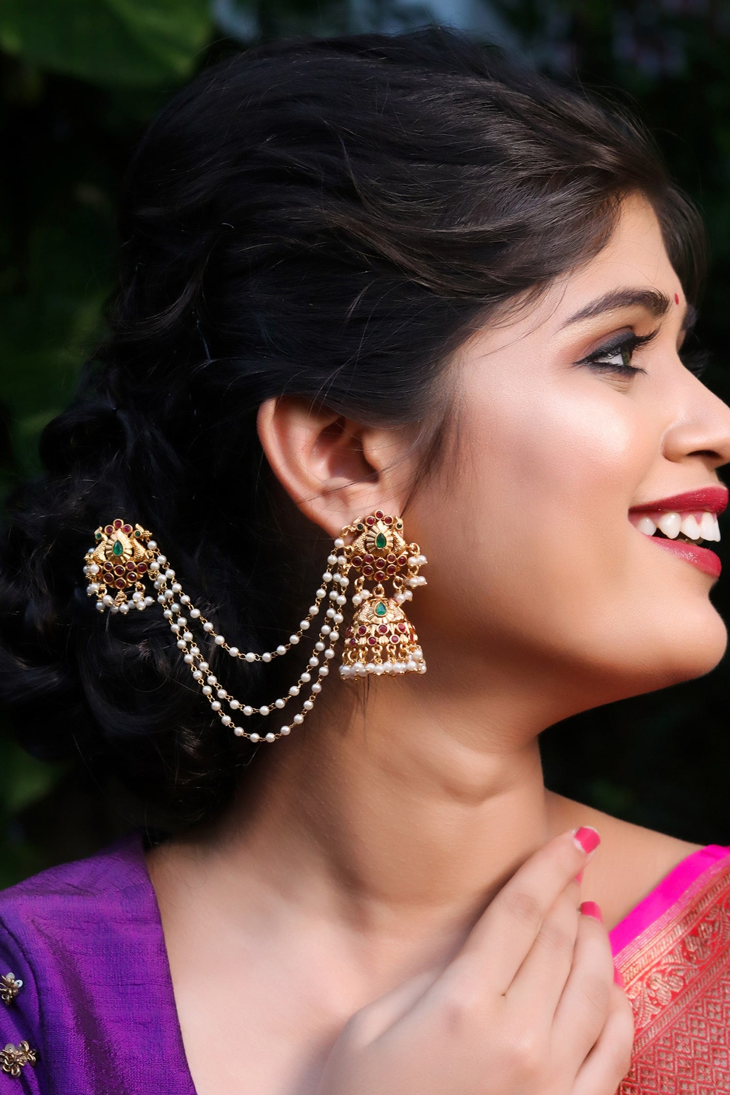 Stone Embellished Gold Jhumkas 
