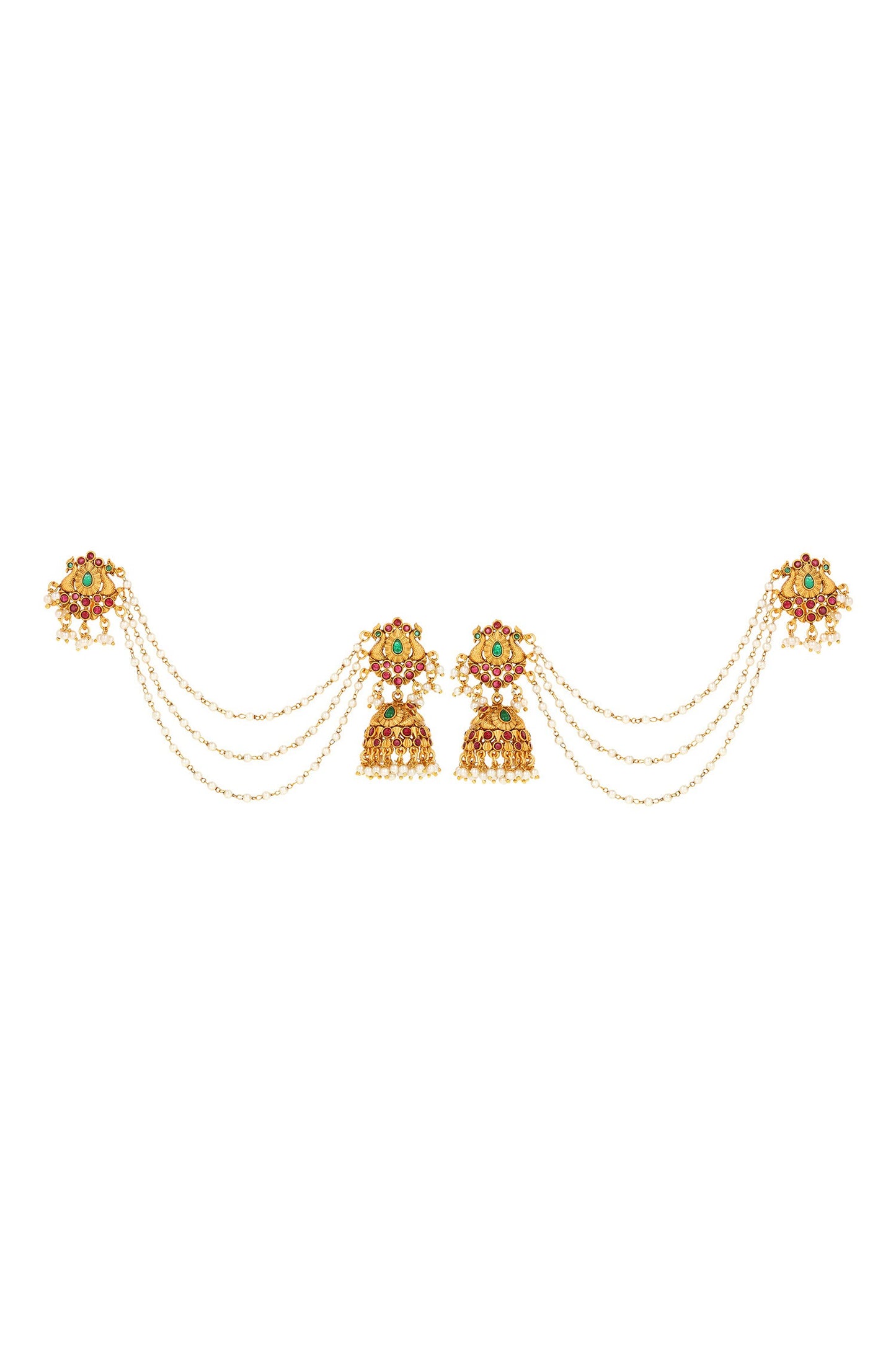 Stone Embellished Gold Jhumkas 