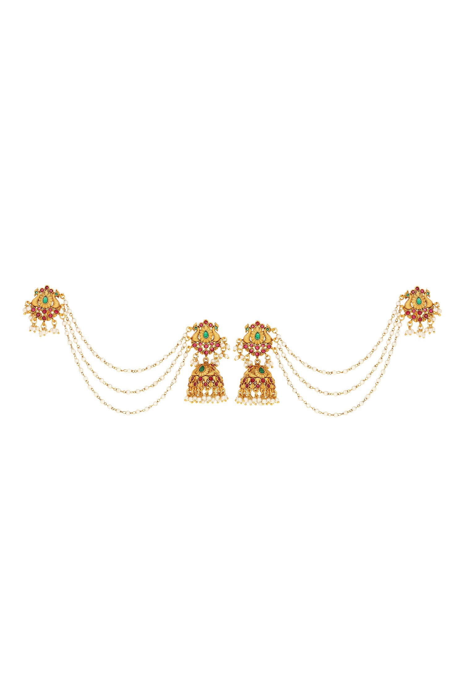 Stone Embellished Gold Jhumkas 