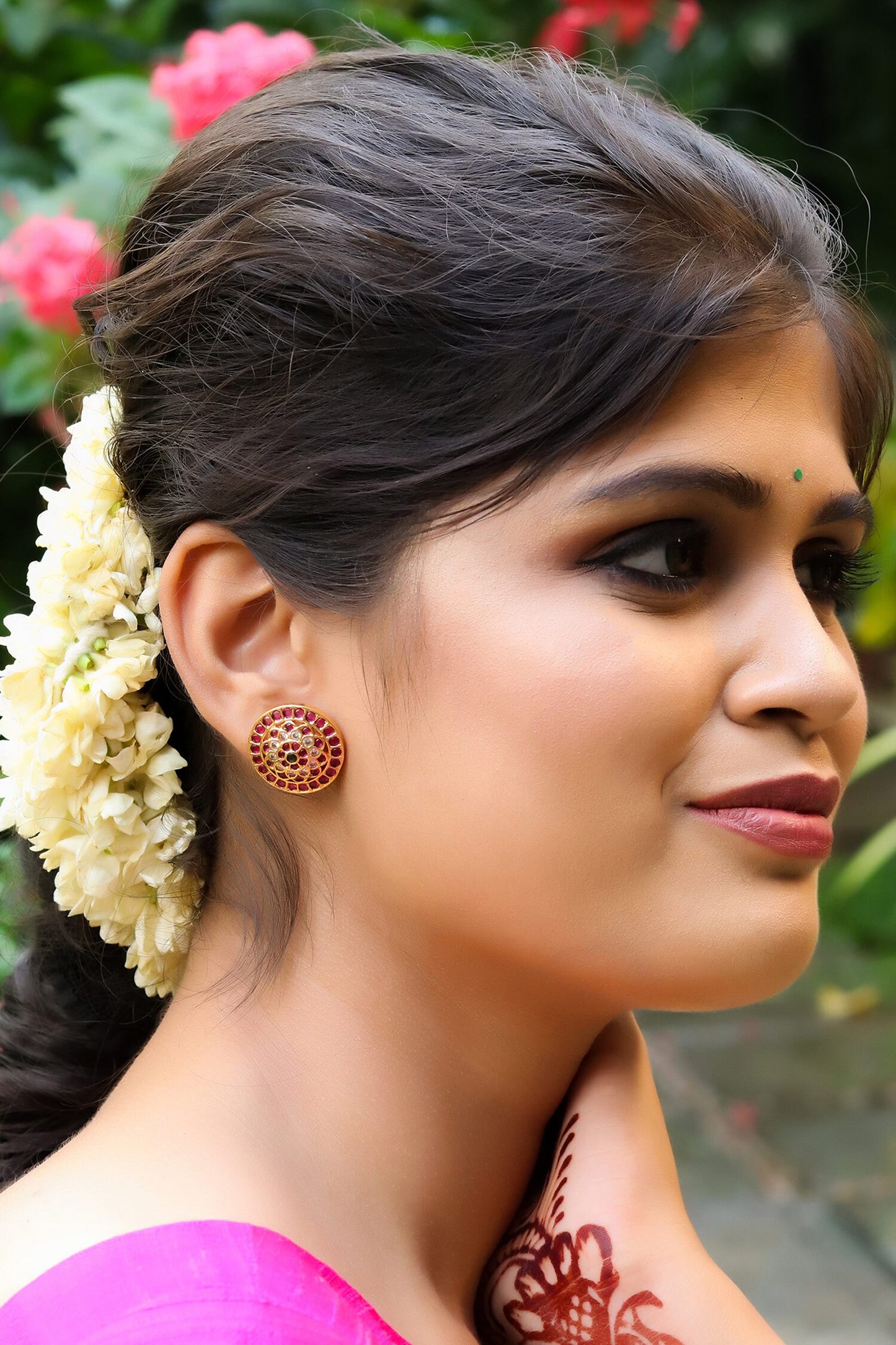 Stone Embellished Stud Earrings 