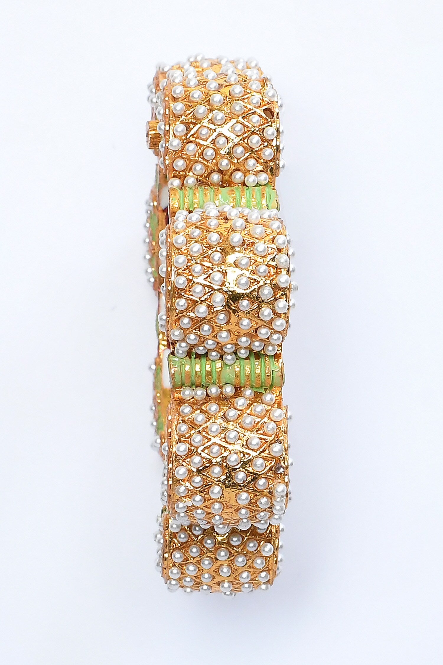 Floral Cut Work Pearl Embellished Bangle 