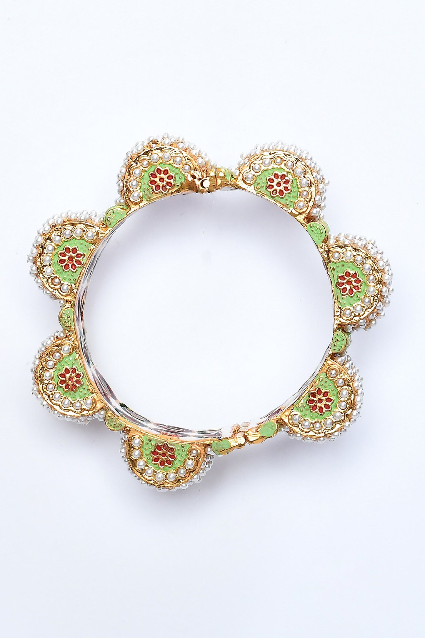 Floral Cut Work Pearl Embellished Bangle 