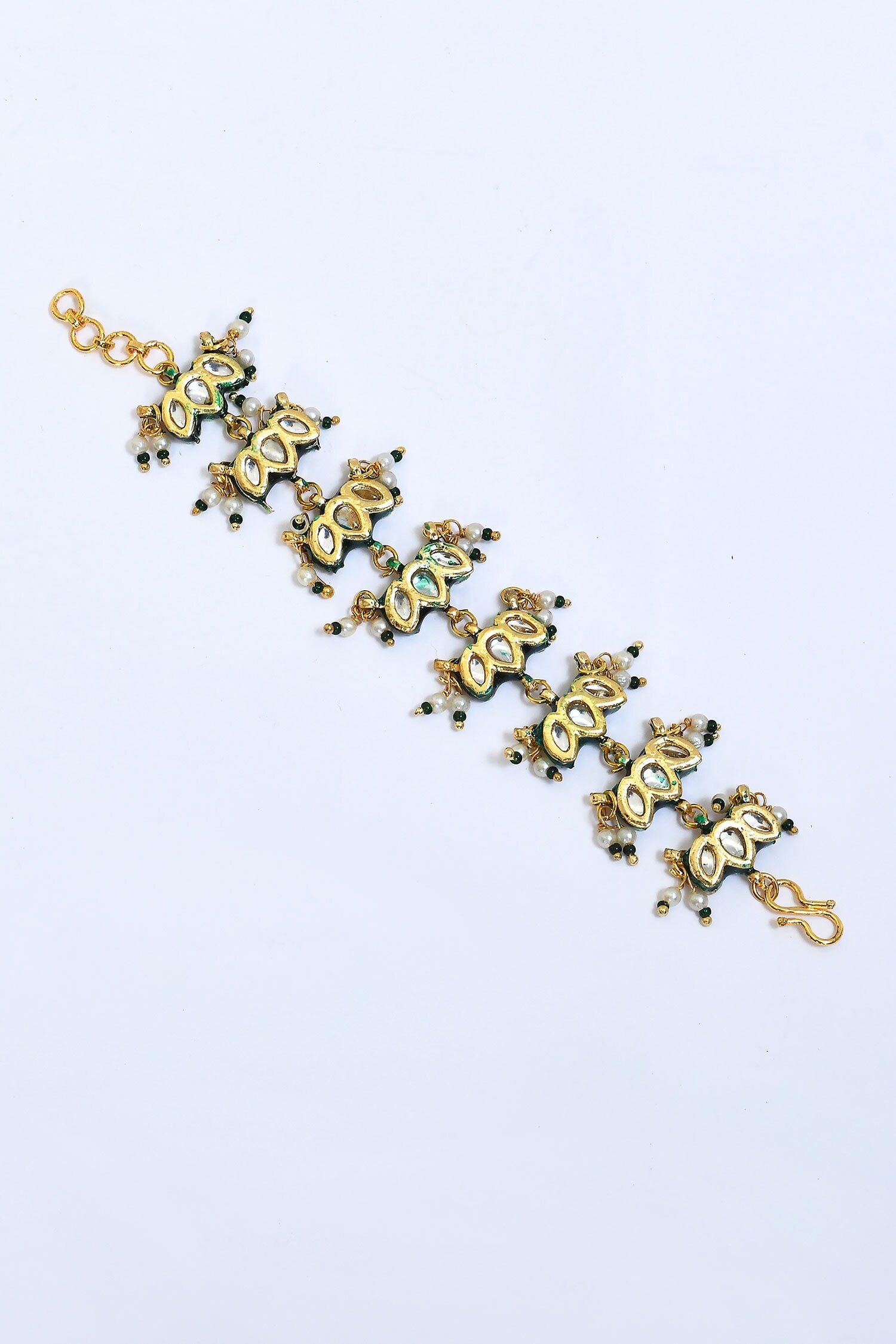 Leaf Kundan & Pearl Embellished Bracelet 