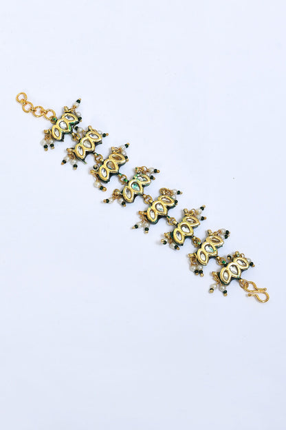 Leaf Kundan & Pearl Embellished Bracelet 