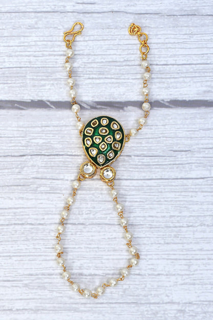 Tear Drop Kundan Embellished Haathphool 