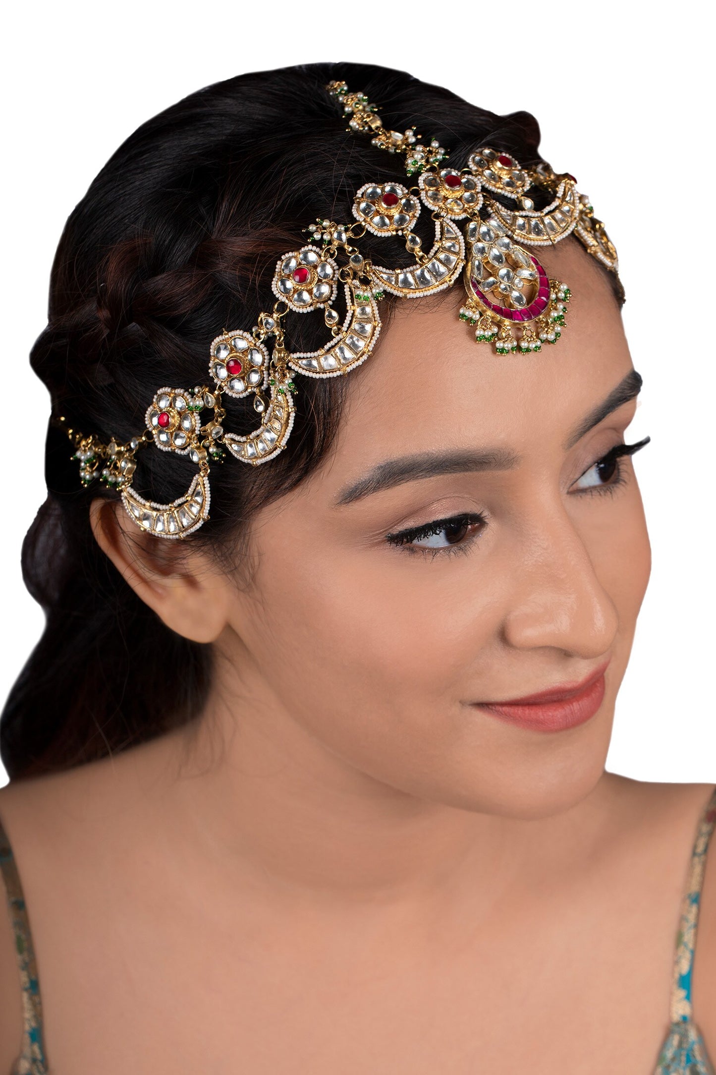Crescent Moon Bead Drop Mathapatti 