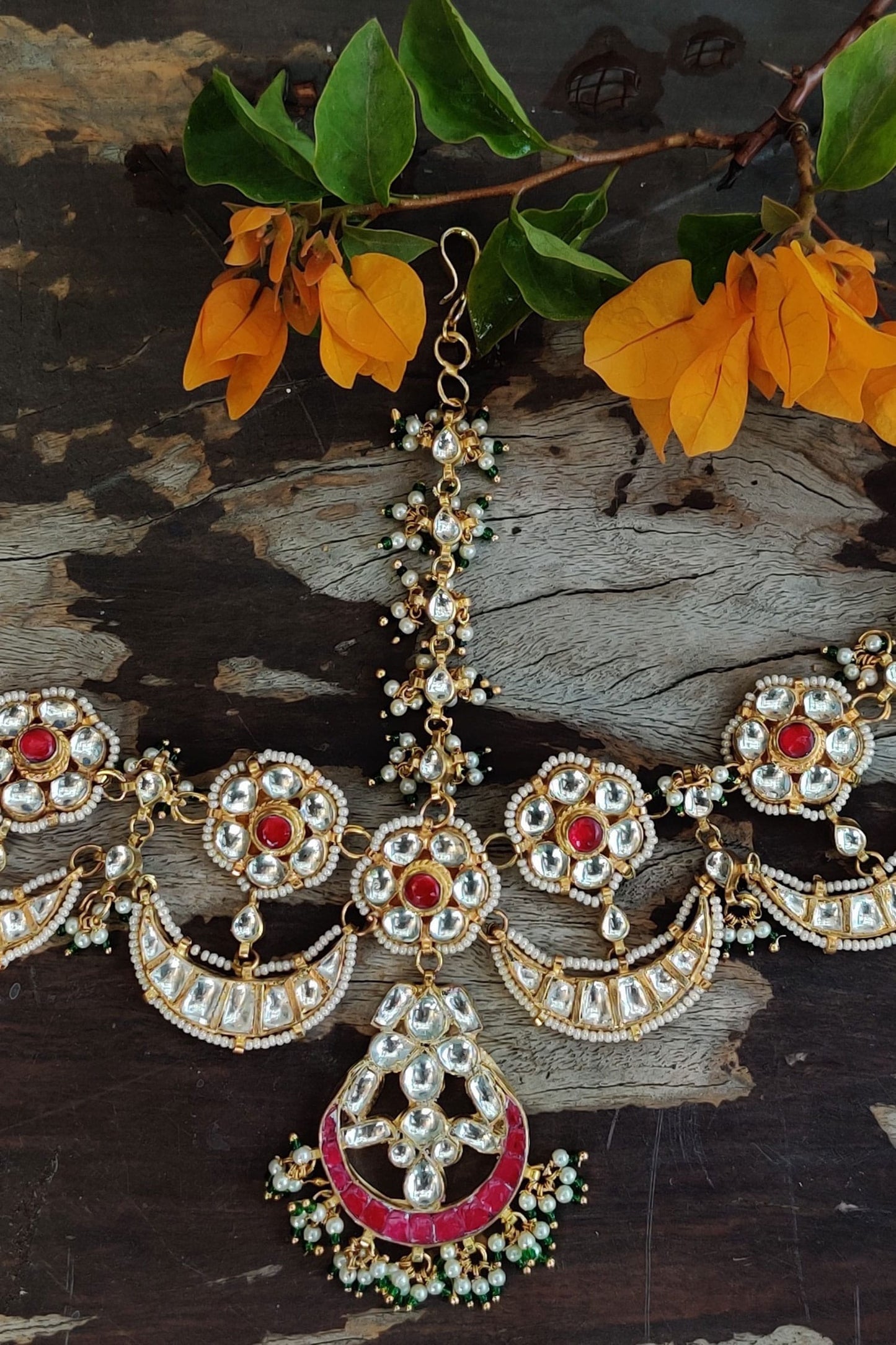 Crescent Moon Bead Drop Mathapatti 