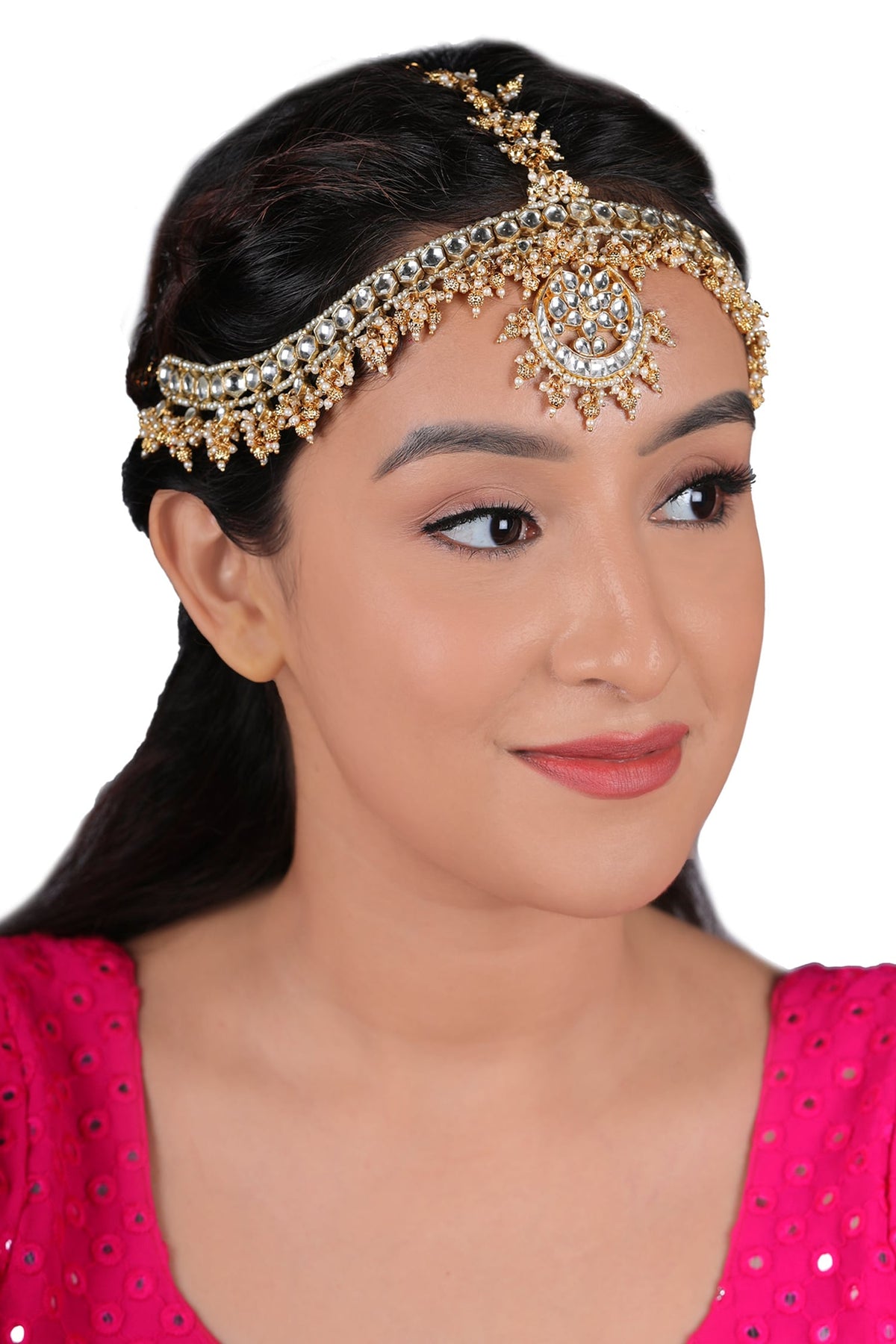 Crescent Moon Bead Drop Mathapatti 