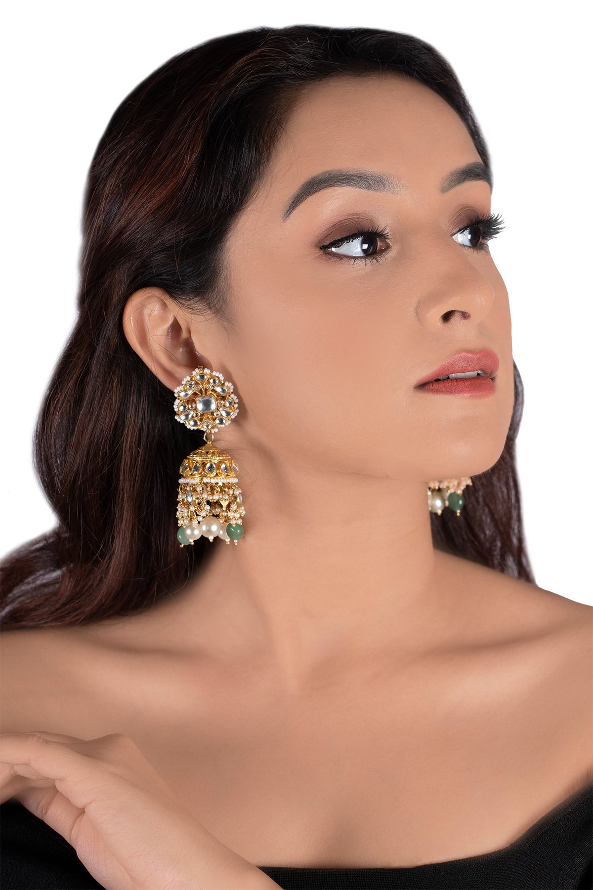 Floral Bead Drop Jhumkas 