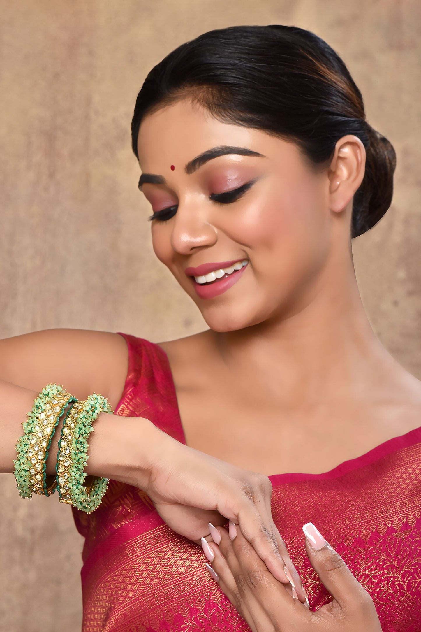 Kundan Embellished Bangles - Set of 2 