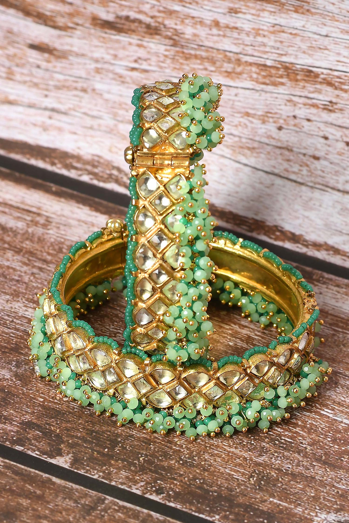 Kundan Embellished Bangles - Set of 2 