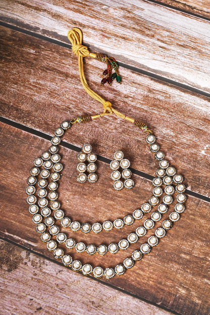 Kundan Embellished Necklace Set 