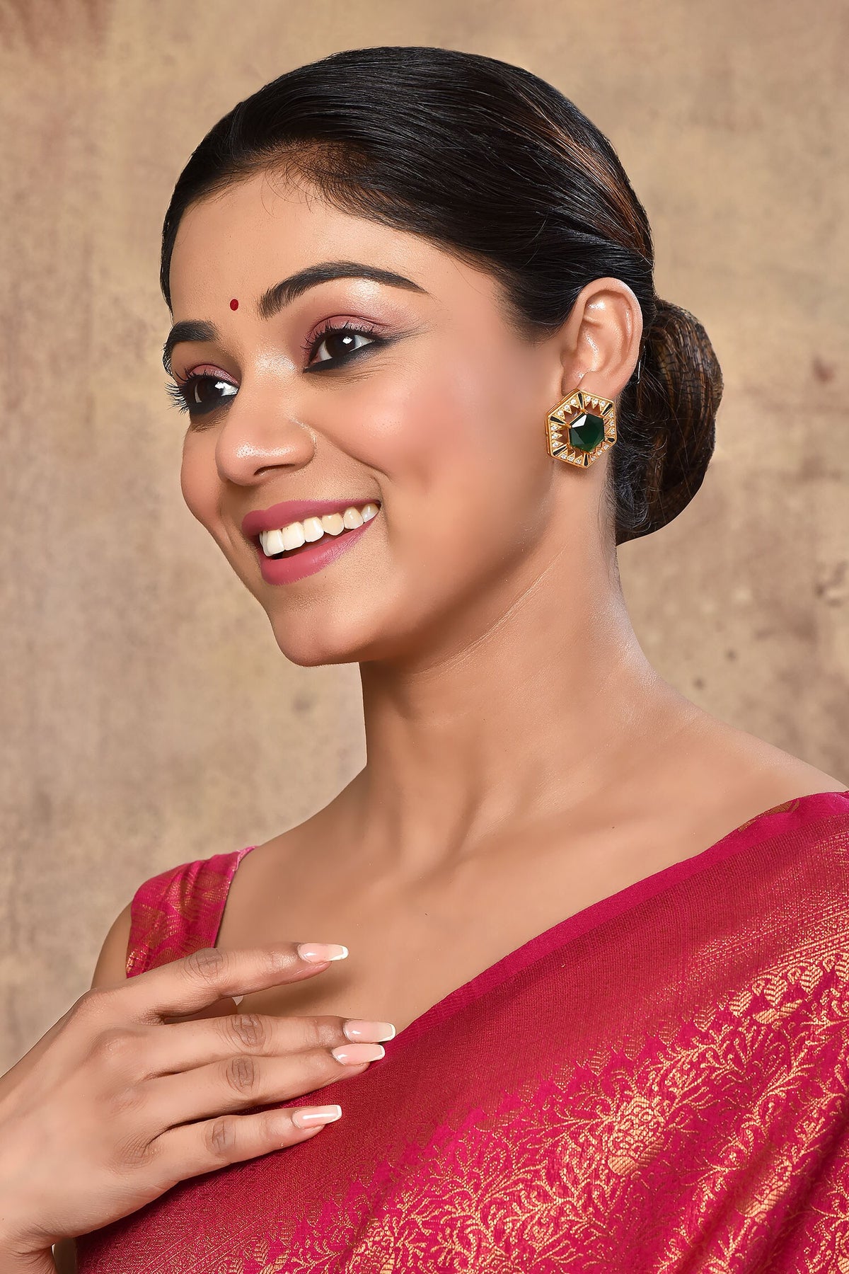 Hexagon Shaped Stud Earrings 