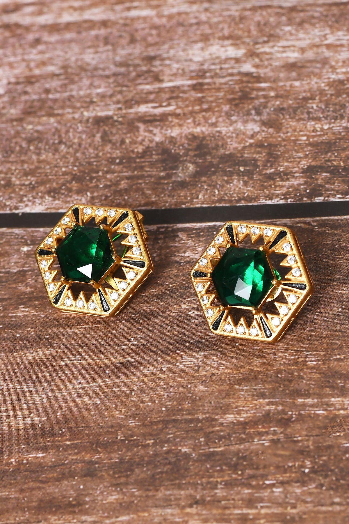 Hexagon Shaped Stud Earrings 