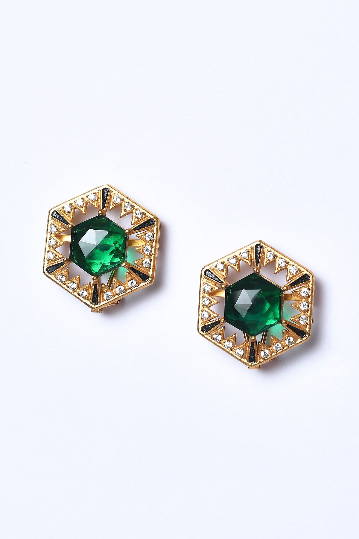 Hexagon Shaped Stud Earrings 