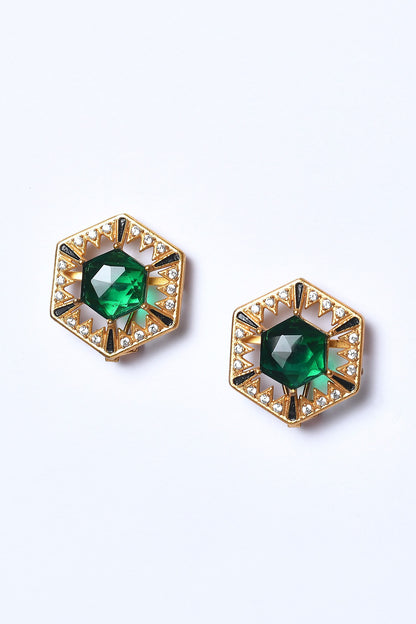 Hexagon Shaped Stud Earrings 