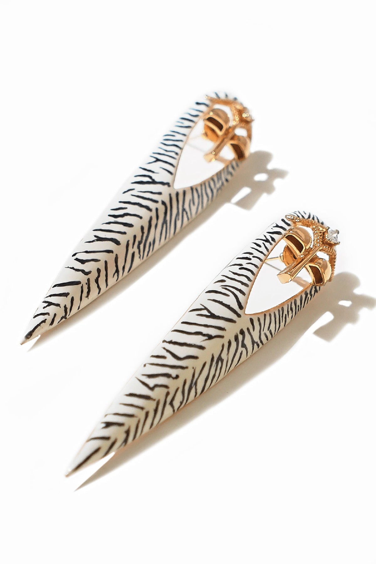 Gavi Spicule Zebra Enamel Earrings 