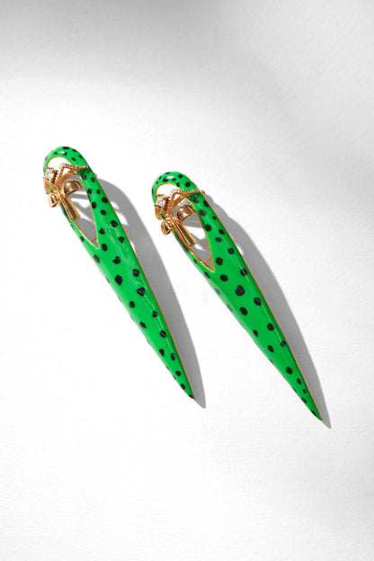 Gavi Spicule Leopard Enamel Earrings 
