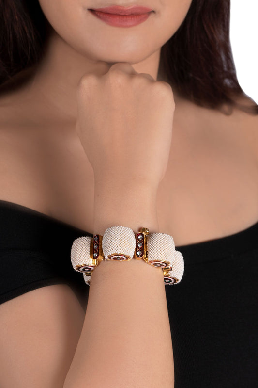 Bead Enamel Gajra Bangle - Set of 2 