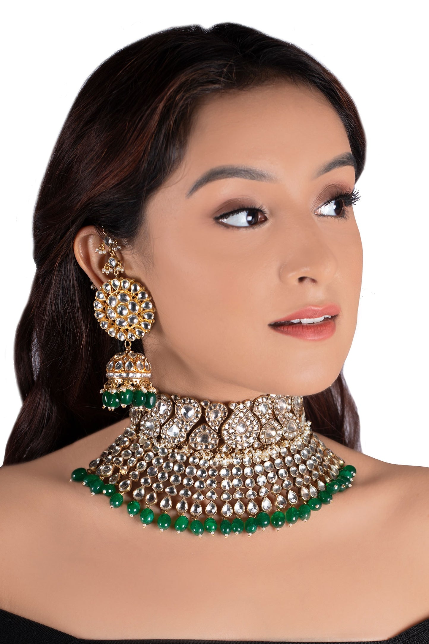 Stone Bead Drop Choker Set 