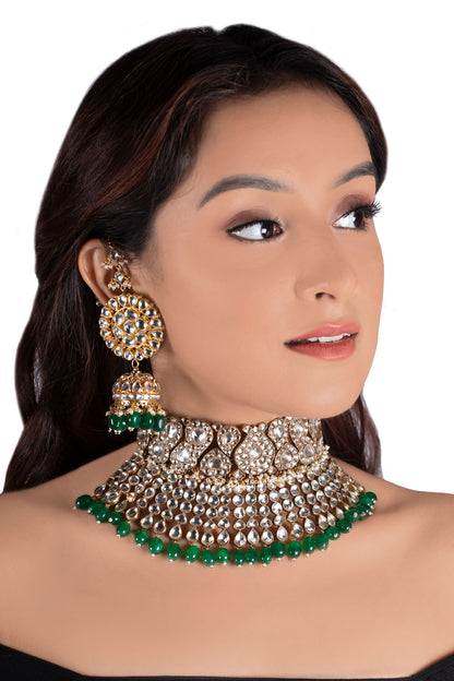 Stone Bead Drop Choker Set 
